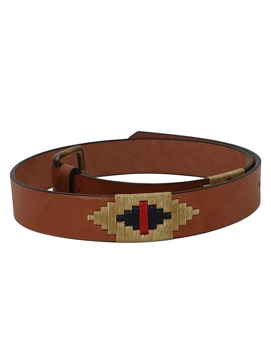 Fernando Gomez S.A. Accessories - Gaucho Brown Leather Belt 90 cm Sz 35 Embroidered Western Tribal w/Buckle #D35H